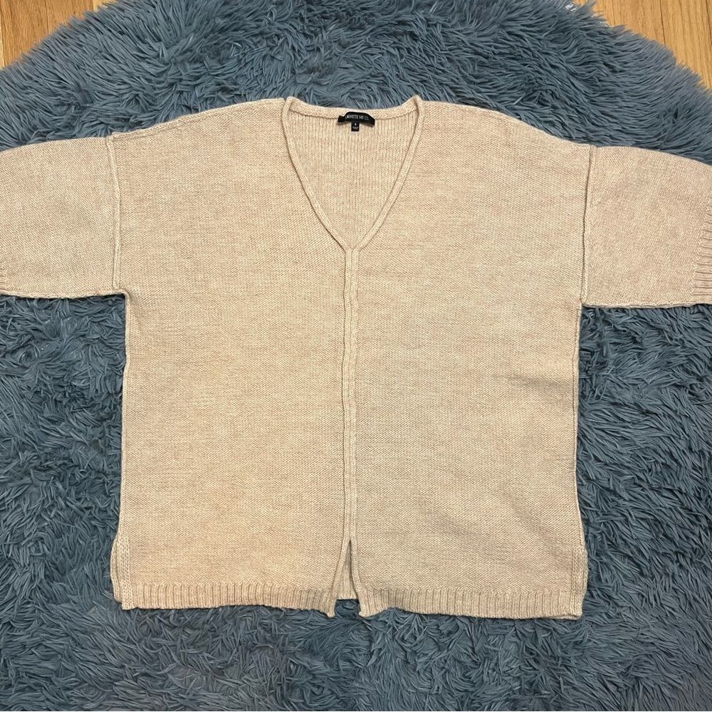 Lafayette 148 New York Beige Camel Alpaca V-Neck Pullover Sweater Size S